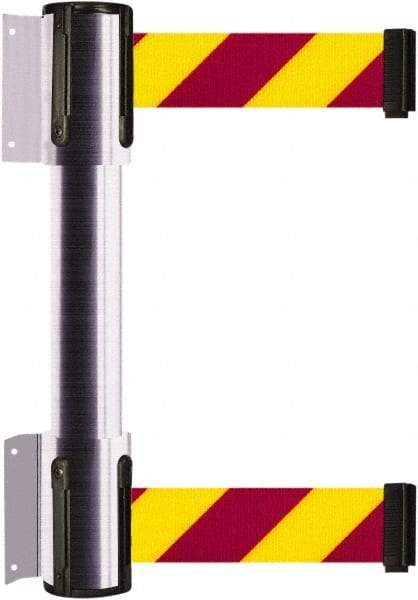 Tensator - 16.64" High x 156" Long x 3" Wide Barrier Dual Line Wall Mount - Steel, Satin Chrome Finish, Satin Chrome, Use with 898 Wall Receiver - Industrial Tool & Supply
