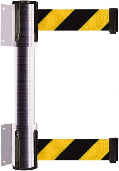 Tensator - 16.64" High x 156" Long x 3" Wide Barrier Dual Line Wall Mount - Steel, Satin Chrome Finish, Satin Chrome, Use with 898 Wall Receiver - Industrial Tool & Supply