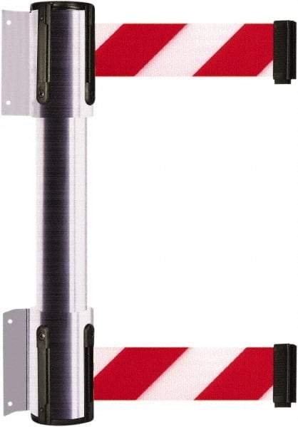 Tensator - 16.64" High x 89" Long x 3" Wide Barrier Dual Line Wall Mount - Steel, Satin Chrome Finish, Satin Chrome, Use with 898 Wall Receiver - Industrial Tool & Supply