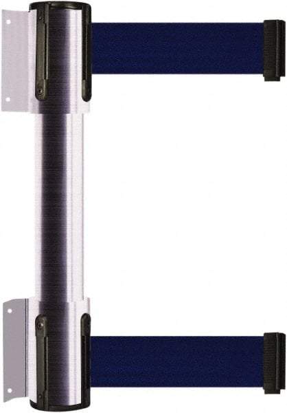 Tensator - 16.64" High x 89" Long x 3" Wide Barrier Dual Line Wall Mount - Steel, Satin Chrome Finish, Satin Chrome, Use with 898 Wall Receiver - Industrial Tool & Supply