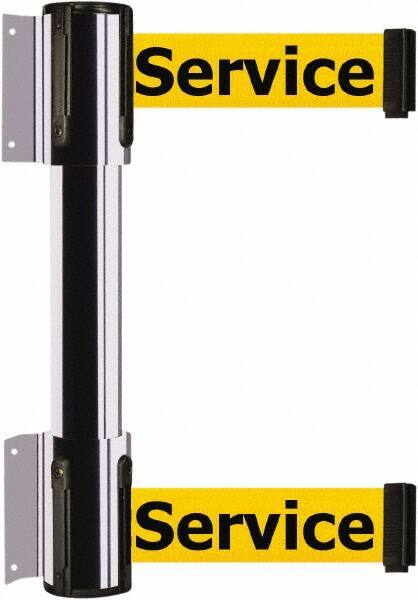 Tensator - 16.64" High x 89" Long x 3" Wide Barrier Dual Line Wall Mount - Steel, Polished Chrome Finish, Polished Chrome, Use with 898 Wall Receiver - Industrial Tool & Supply