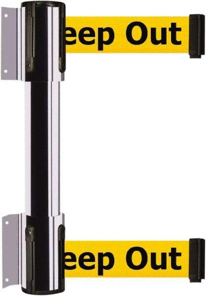 Tensator - 16.64" High x 89" Long x 3" Wide Barrier Dual Line Wall Mount - Steel, Polished Chrome Finish, Polished Chrome, Use with 898 Wall Receiver - Industrial Tool & Supply