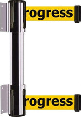 Tensator - 16.64" High x 89" Long x 3" Wide Barrier Dual Line Wall Mount - Steel, Polished Chrome Finish, Polished Chrome, Use with 898 Wall Receiver - Industrial Tool & Supply
