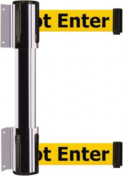 Tensator - 16.64" High x 156" Long x 3" Wide Barrier Dual Line Wall Mount - Steel, Polished Chrome Finish, Polished Chrome, Use with 898 Wall Receiver - Industrial Tool & Supply