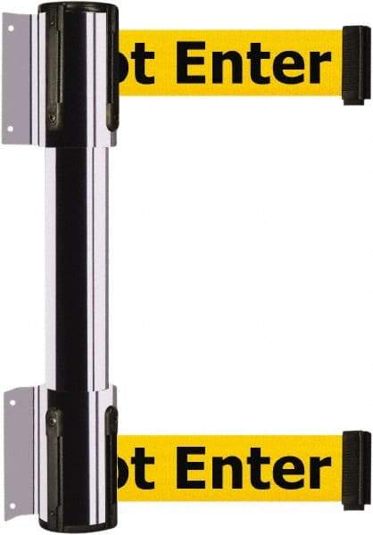 Tensator - 16.64" High x 89" Long x 3" Wide Barrier Dual Line Wall Mount - Steel, Polished Chrome Finish, Polished Chrome, Use with 898 Wall Receiver - Industrial Tool & Supply