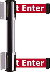 Tensator - 16.64" High x 89" Long x 3" Wide Barrier Dual Line Wall Mount - Steel, Polished Chrome Finish, Polished Chrome, Use with 898 Wall Receiver - Industrial Tool & Supply