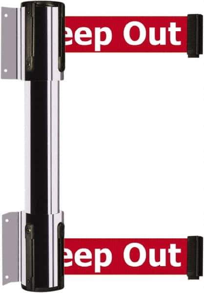 Tensator - 16.64" High x 89" Long x 3" Wide Barrier Dual Line Wall Mount - Steel, Polished Chrome Finish, Polished Chrome, Use with 898 Wall Receiver - Industrial Tool & Supply