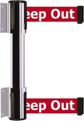 Tensator - 16.64" High x 156" Long x 3" Wide Barrier Dual Line Wall Mount - Steel, Polished Chrome Finish, Polished Chrome, Use with 898 Wall Receiver - Industrial Tool & Supply