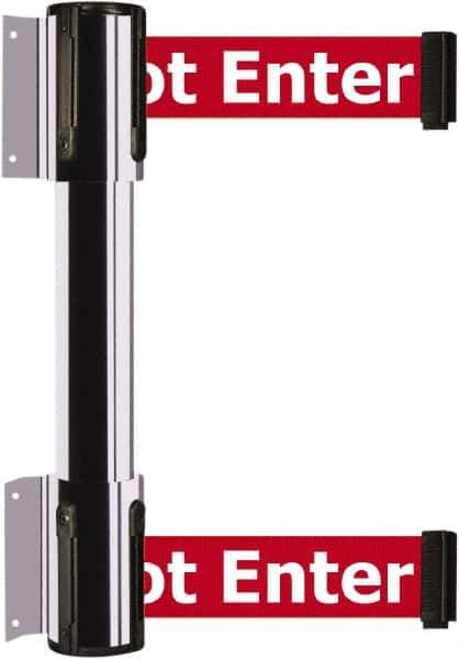 Tensator - 16.64" High x 89" Long x 3" Wide Barrier Dual Line Wall Mount - Steel, Polished Chrome Finish, Polished Chrome, Use with 898 Wall Receiver - Industrial Tool & Supply