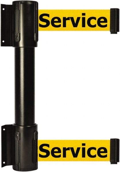 Tensator - 16.64" High x 156" Long x 3" Wide Barrier Dual Line Wall Mount - Steel, Black Powdercoat Finish, Black, Use with 898 Wall Receiver - Industrial Tool & Supply