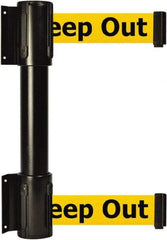 Tensator - 16.64" High x 156" Long x 3" Wide Barrier Dual Line Wall Mount - Steel, Black Powdercoat Finish, Black, Use with 898 Wall Receiver - Industrial Tool & Supply