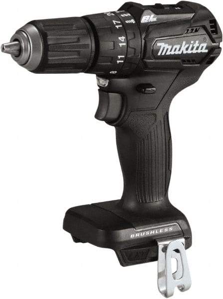 Makita - 18 Volt 1/2" Keyless Chuck Cordless Hammer Drill - 0 to 25,500 BPM, 0 to 1,700 RPM, Reversible - Industrial Tool & Supply