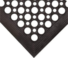 Wearwell - 5' Long x 3' Wide, Dry/Wet Environment, Anti-Fatigue Matting - Black, Natural Rubber with Rubber Base, Beveled on 4 Sides - Industrial Tool & Supply