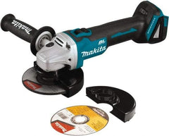 Makita - 5" Wheel Diam, 8,500 RPM, Cordless Angle & Disc Grinder - 5/8-11 Spindle, 18 Volts - Industrial Tool & Supply