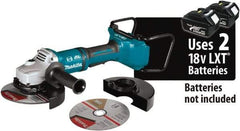 Makita - 7" Wheel Diam, 7,700 RPM, Cordless Angle & Disc Grinder - 5/8-11 Spindle, 18 Volts - Industrial Tool & Supply