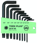 9 Piece - IP8; IP9; IP10; IP15; IP20; IP25; IP27; IP30; IP40 - Black Finish - TorxPlus L-Key Short Arm Set - Industrial Tool & Supply