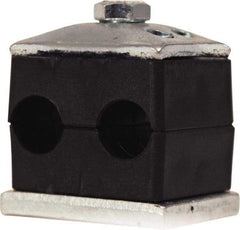 HYDAC - 2.76" Wide x 2.15" High x 1.18" Deep, Polypropylene Twin Vibration-Control Clamp - Carbon Steel Plate, Mount with Weld Plate, Top Plate, Plastic Clamp Pair, Bolts - Industrial Tool & Supply