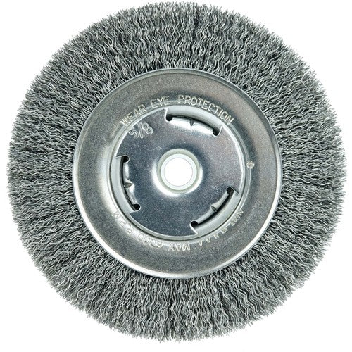 Vortec Pro 6″ Crimped Wire Wheel, .014″ Steel Fill, Wide Face, 5/8″-1/2″ Arbor Hole - Industrial Tool & Supply