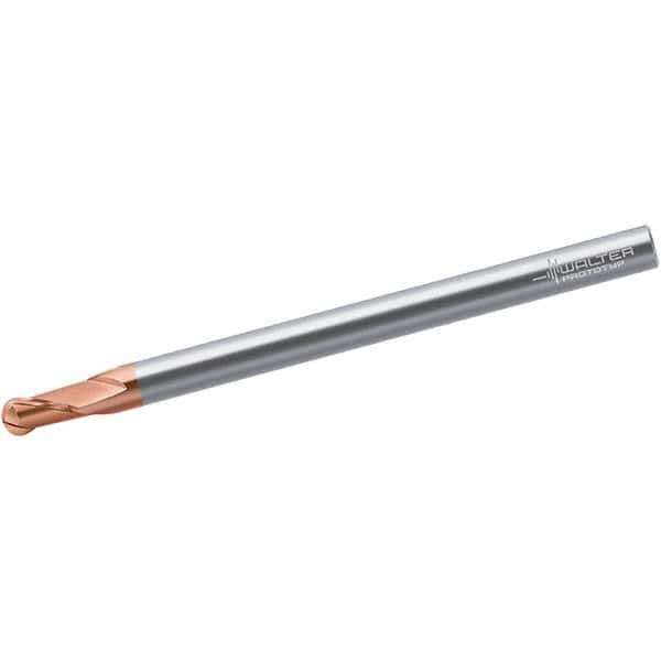 Walter-Prototyp - 6mm Diam, 9mm LOC, 2 Flute Solid Carbide Ball End Mill - TiAlSiN Finish, Single End, 57mm OAL, 6mm Shank Diam, Spiral Flute - Industrial Tool & Supply