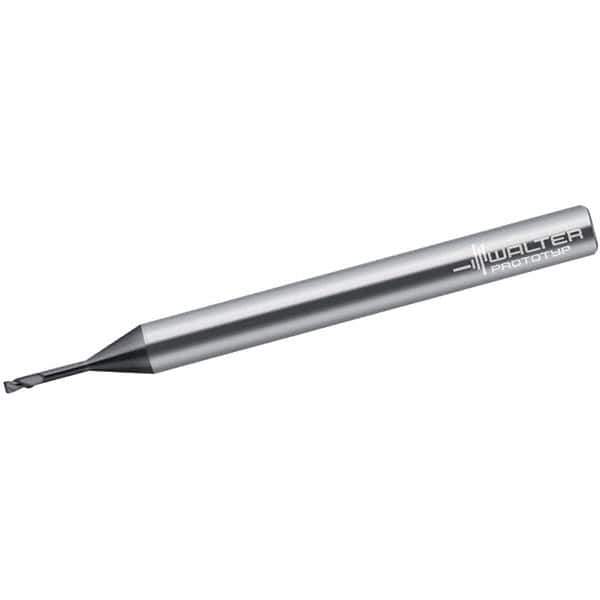 Walter-Prototyp - 1mm, 2 Flute, Single End, Solid Carbide, 0.1mm Corner Radius End Mill - 60mm OAL, 30° Helix, Right Hand Flute, 1mm LOC, Right Hand Cut, 15mm Extended Reach - Industrial Tool & Supply