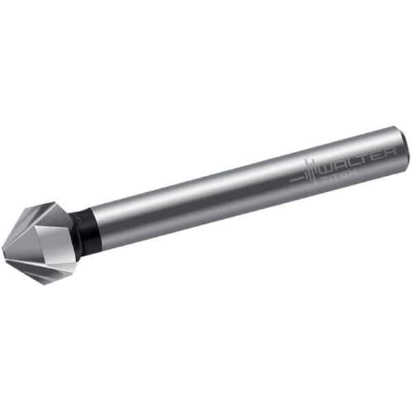 Walter-Titex - 6.3mm Head Diam, 5mm Shank Diam, 3 Flute 90° High Speed Steel Countersink - Bright Finish, 45mm OAL, Single End, Straight Shank, Right Hand Cut - Industrial Tool & Supply