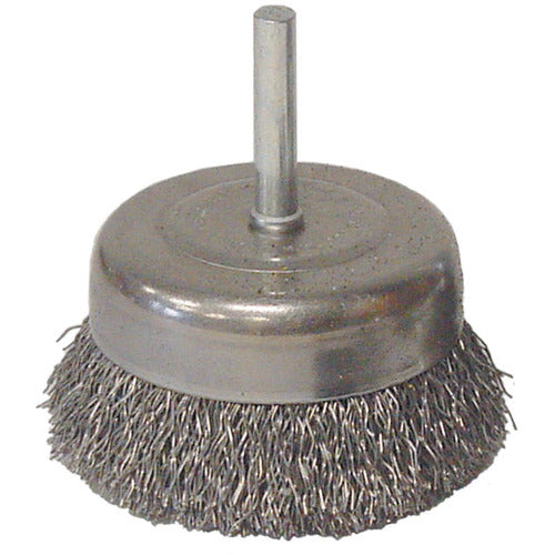 Vortec Pro 3″ Crimped Wire Cup Brush, .014″ Steel Fill, 1/4″ Stem - Industrial Tool & Supply