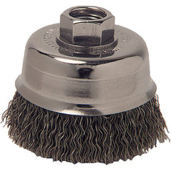 Vortec Pro 3″ Crimped Wire Cup Brush, .014″ Steel Fill, 5/8″-11 UNC Nut - Industrial Tool & Supply
