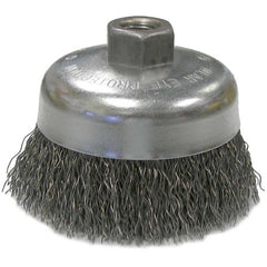 Vortec Pro 4″ Crimped Wire Cup Brush, .020″ Steel Fill, 5/8″-11 UNC Nut - Industrial Tool & Supply