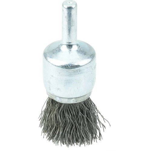 Vortec Pro 3/4″ Crimped Wire End Brush, .0104″ Steel Fill, 1/4″ Stem - Industrial Tool & Supply