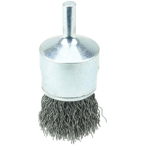 Vortec Pro 1″ Crimped Wire End Brush, .014″ Steel Fill, 1/4″ Stem - Industrial Tool & Supply