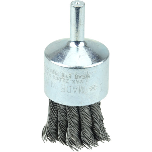 Vortec Pro 1″ Knot Wire End Brush, 1/4″ Stem, .020″ Steel Fill, 1/4″ Stem - Industrial Tool & Supply