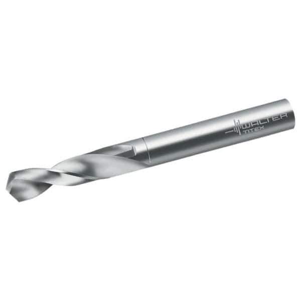 Walter-Titex - 3.2mm 118° Spiral Flute Solid Carbide Screw Machine Drill Bit - Bright Finish, Right Hand Cut, 18mm Flute Length, 49mm OAL, Form V+A Point, Straight Shank - Industrial Tool & Supply