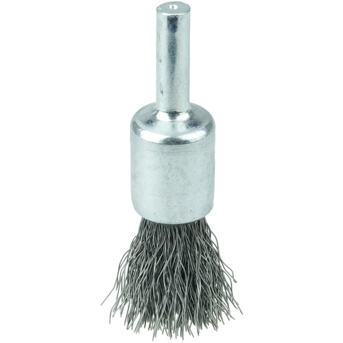 Vortec Pro 1/2″ Crimped Wire End Brush, .0104″ Steel Fill, 1/4″ Stem - Industrial Tool & Supply