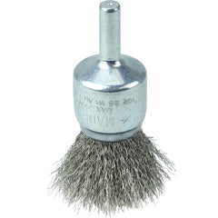 Vortec Pro 3/4″ Crimped Wire End Brush, .006″Stainless Steel Fill, 1/4″ Stem - Industrial Tool & Supply