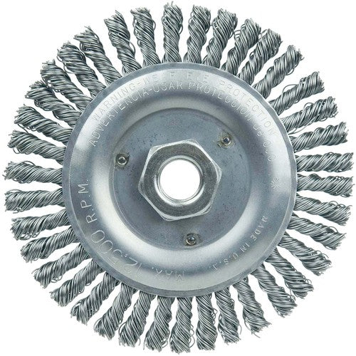 Vortec Pro 5″ Knot Wire Wheel, Stringer Bead Twist, .020″ Steel Fill, 5/8″-11 UNC Nut - Industrial Tool & Supply