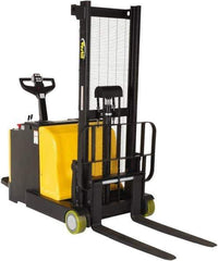 Vestil - 2,000 Lb Capacity, 62" Lift Height, Battery Powered Stacker - 2" Lowered Height, 36-1/4" Fork Length, 36" Overall Width - Industrial Tool & Supply