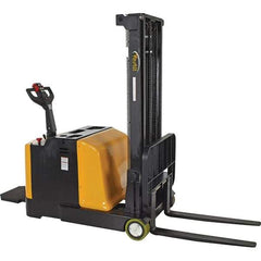 Vestil - 2,000 Lb Capacity, 118" Lift Height, Battery Powered Stacker - 2" Lowered Height, 36-1/4" Fork Length, 34" Overall Width - Industrial Tool & Supply