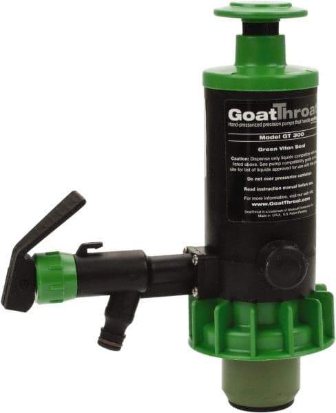 GoatThroat Pumps - 3/8" Outlet, 4 GPM, Polypropylene Hand Operated Transfer Pump - 56" OAL, For up to 55 Gal Drums, For Biodiesel, Lightweight Synthetic Oils, Pesticides, Solvents, Acids & Other Corrosive Chemicals - Industrial Tool & Supply