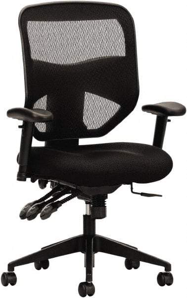Basyx - 44-1/2" High High Back Chair - 30" Wide x 26" Deep, Padded Mesh Seat, Black - Industrial Tool & Supply