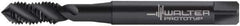 Walter-Prototyp - #8-32 UNC, 3 Flute, 50° Helix, Modified Bottoming Chamfer, Oxide Finish, Cobalt Spiral Flute STI Tap - Right Hand Flute, 3.1496" OAL, 0.2362" Shank Diam, 0.3937" Thread Length, 3B Class of Fit, Series M225049 - Exact Industrial Supply