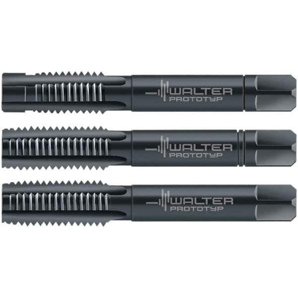 Walter-Prototyp - M3x0.50 Metric, 3 Flute, Modified Bottoming & Plug, Oxide Finish, Cobalt Tap Set - Right Hand Cut, 40mm OAL, 0.3543" Thread Length, 6HX Class of Fit, Series 30063 - Industrial Tool & Supply