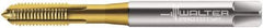 Walter-Prototyp - M4x0.70 Metric 6H 3 Flute TiN Finish Cobalt Straight Flute Machine Tap - Modified Bottoming, Right Hand Thread, 63mm OAL, 12mm Thread Length, Oversize - Exact Industrial Supply