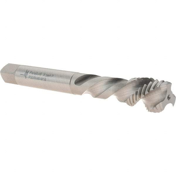 Walter-Prototyp - M16x2.00 Metric 3 Flute 6H Modified Bottoming Spiral Flute Tap - Cobalt, Bright Finish, 110mm OAL, Left Hand Flute, Left Hand Thread, Series P205698 - Industrial Tool & Supply