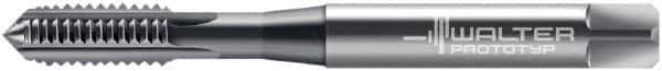 Walter-Prototyp - M3x0.50 Metric 6HX 3 Flute Nitride Finish Cobalt Straight Flute Machine Tap - Modified Bottoming, Right Hand Thread, 56mm OAL, 9mm Thread Length, Oversize - Exact Industrial Supply