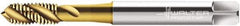 Walter-Prototyp - M6x1.00 Metric 3 Flute 6G Modified Bottoming Spiral Flute Tap - Cobalt, TiN Finish, 80mm OAL, Right Hand Flute, Right Hand Thread, Series P2053905 - Industrial Tool & Supply