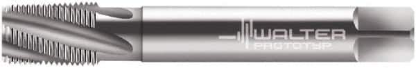 Walter-Prototyp - 1/8-27 NPT, 15° Helix, 4 Flutes, Modified Bottoming Chamfer, Bright Finish, Cobalt, Spiral Flute Pipe Tap - Right Hand Flute, 0.4331" Shank Diam, 0.5512" Thread Length, 0.3543" Square Size, Series 25467 - Exact Industrial Supply