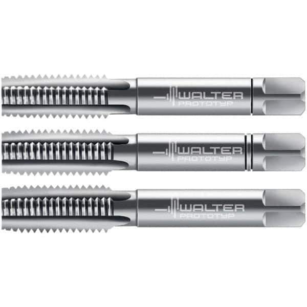 Walter-Prototyp - M3x0.50 Metric, 3 Flute, Modified Bottoming, Plug & Taper, Bright Finish, High Speed Steel Tap Set - Right Hand Cut, 40mm OAL, 0.3543" Thread Length, 6H Class of Fit, Series 30060 - Exact Industrial Supply