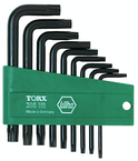 9 Piece - T8s; T9s; T10s; T15s; T20s; T25s; T27s; T30s; T40s - Black Finish Security - Torx Short Arm L-Key Set - Industrial Tool & Supply