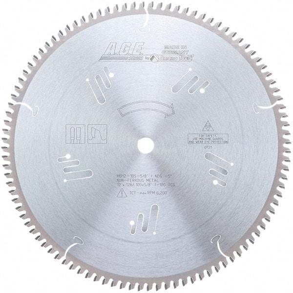 Amana Tool - 12" Diam, 5/8" Arbor Hole Diam, 100 Tooth Wet & Dry Cut Saw Blade - Carbide-Tipped, Clean Action, Standard Round Arbor - Industrial Tool & Supply