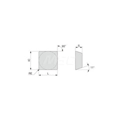 Turning Insert:  SPMN321 T5115,  Solid Carbide TiCN, Al2O3 & TiN Finish,  Neutral,  3/8″ Inscribed Circle,  0.0160″ Corner Radius,  90.0 &deg N/A Square,  Series  SPMN